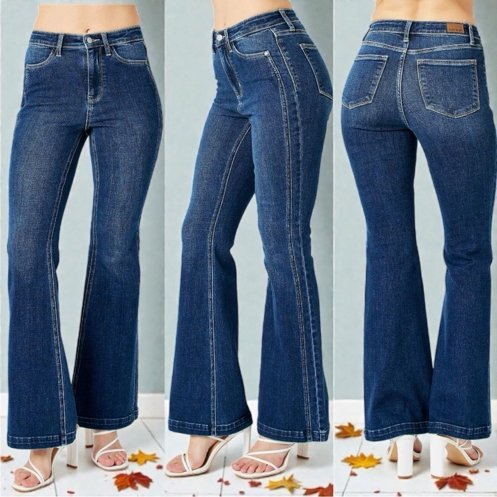 Judy Blue High Rise Angled Side Seam Flare Jeans 13/31 NWT